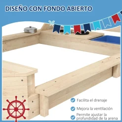 Homcom Outsunny - Arenero de madera Barco pirata