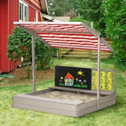 Outsunny - Arenero de madera con toldo y pizarra* Juguetes De Verano