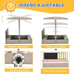 Outsunny - Arenero de madera con toldo y pizarra* Juguetes De Verano