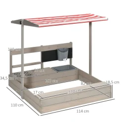 Outsunny - Arenero de madera con toldo