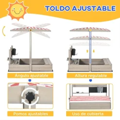 Outsunny - Arenero de madera con toldo
