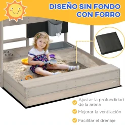 Outsunny - Arenero de madera con toldo