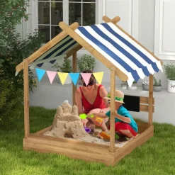 Homcom Outsunny - Arenero de madera Casita* Juguetes De Verano
