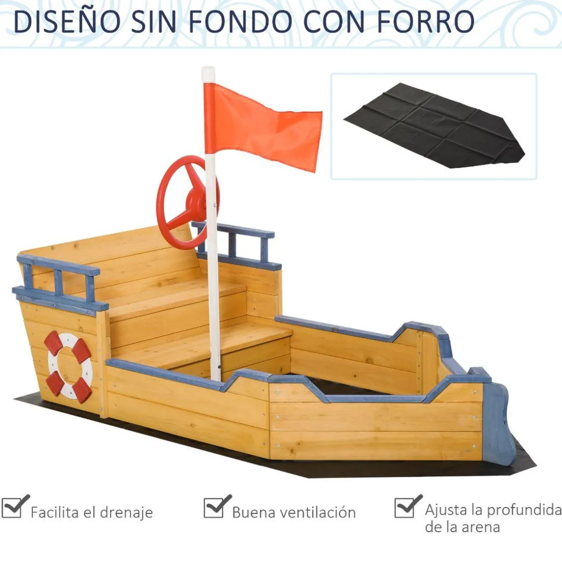 Outsunny - Arenero galeón de madera
