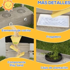 Outsunny - Arenero infantil de madera con juegos