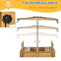 Outsunny - Arenero infantil de madera con toldo* Juguetes De Verano
