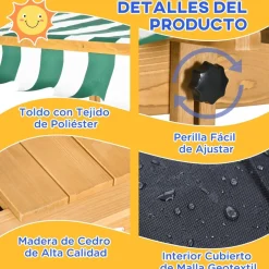 Outsunny - Arenero infantil de madera con toldo* Juguetes De Verano