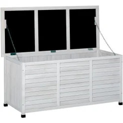 Outsunny - Baúl de jardín de madera Blanco* Estilo De Vida