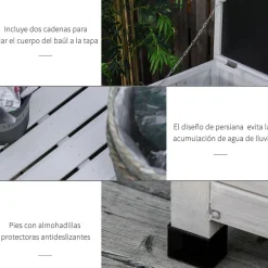 Outsunny - Baúl de jardín de madera Blanco* Estilo De Vida