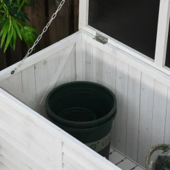 Outsunny - Baúl de jardín de madera Blanco* Estilo De Vida