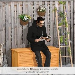 Outsunny - Baúl de jardín de madera