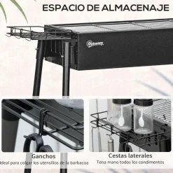Outsunny - Barbacoa de carbón portatil con dos parrillas