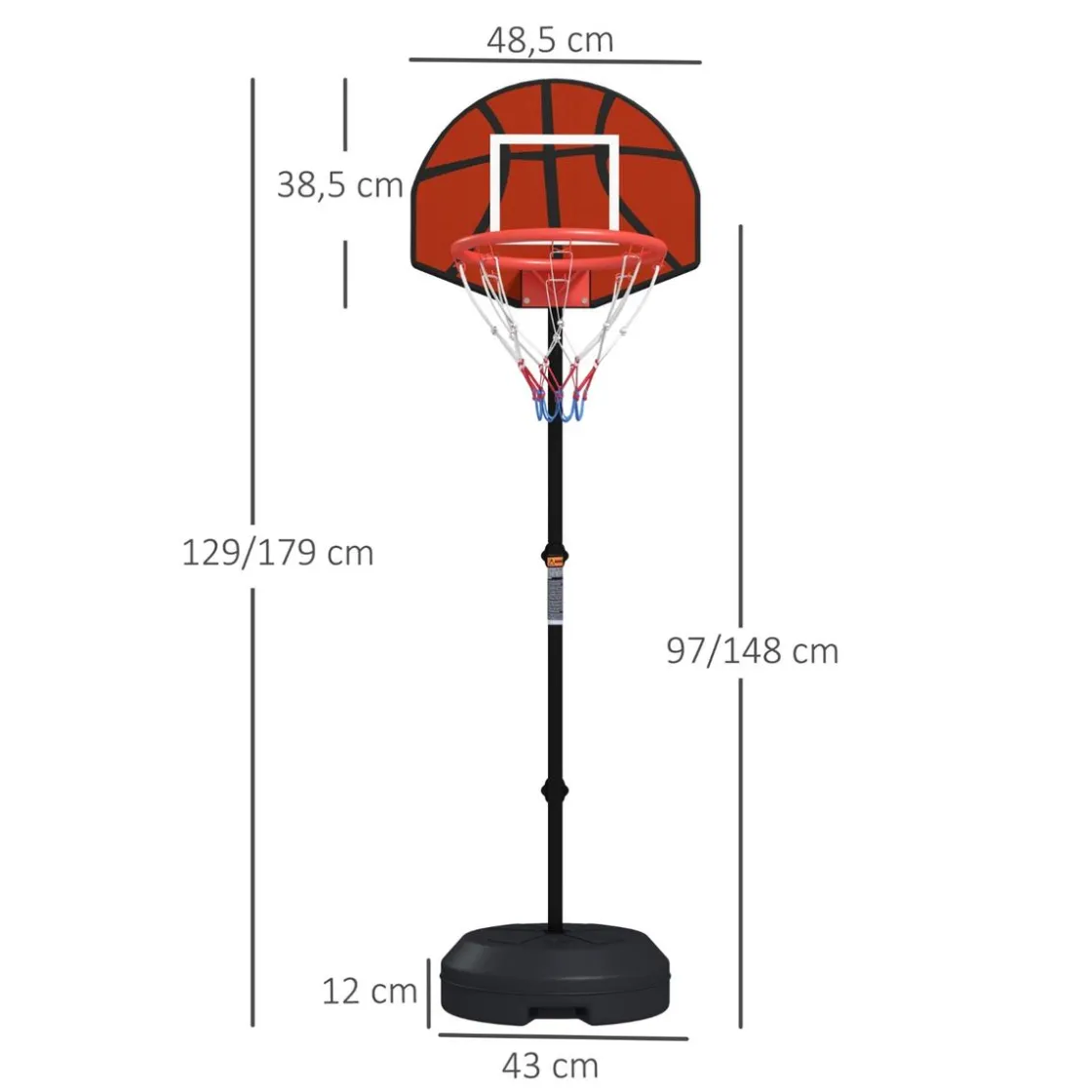 SPORTNOW Outsunny - Canasta baloncesto con diana