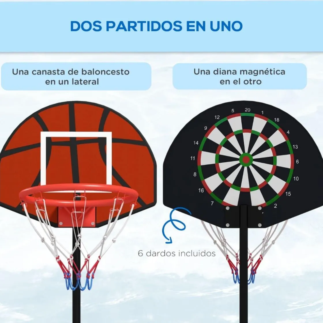 SPORTNOW Outsunny - Canasta baloncesto con diana
