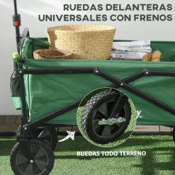 Outsunny - Carro plegable con mango ajustable Verde