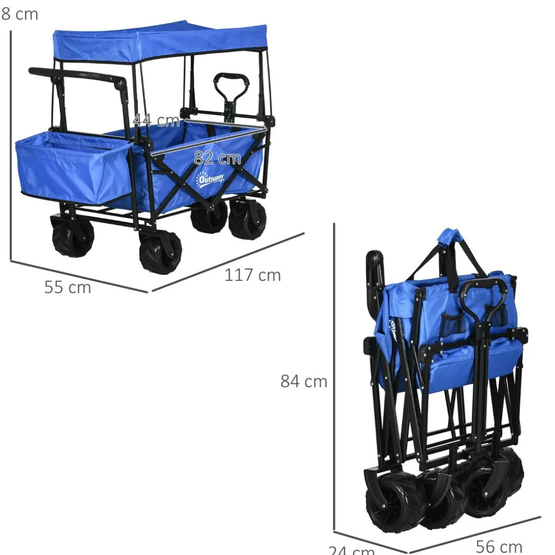 Outsunny - Carro plegable con toldo Azul
