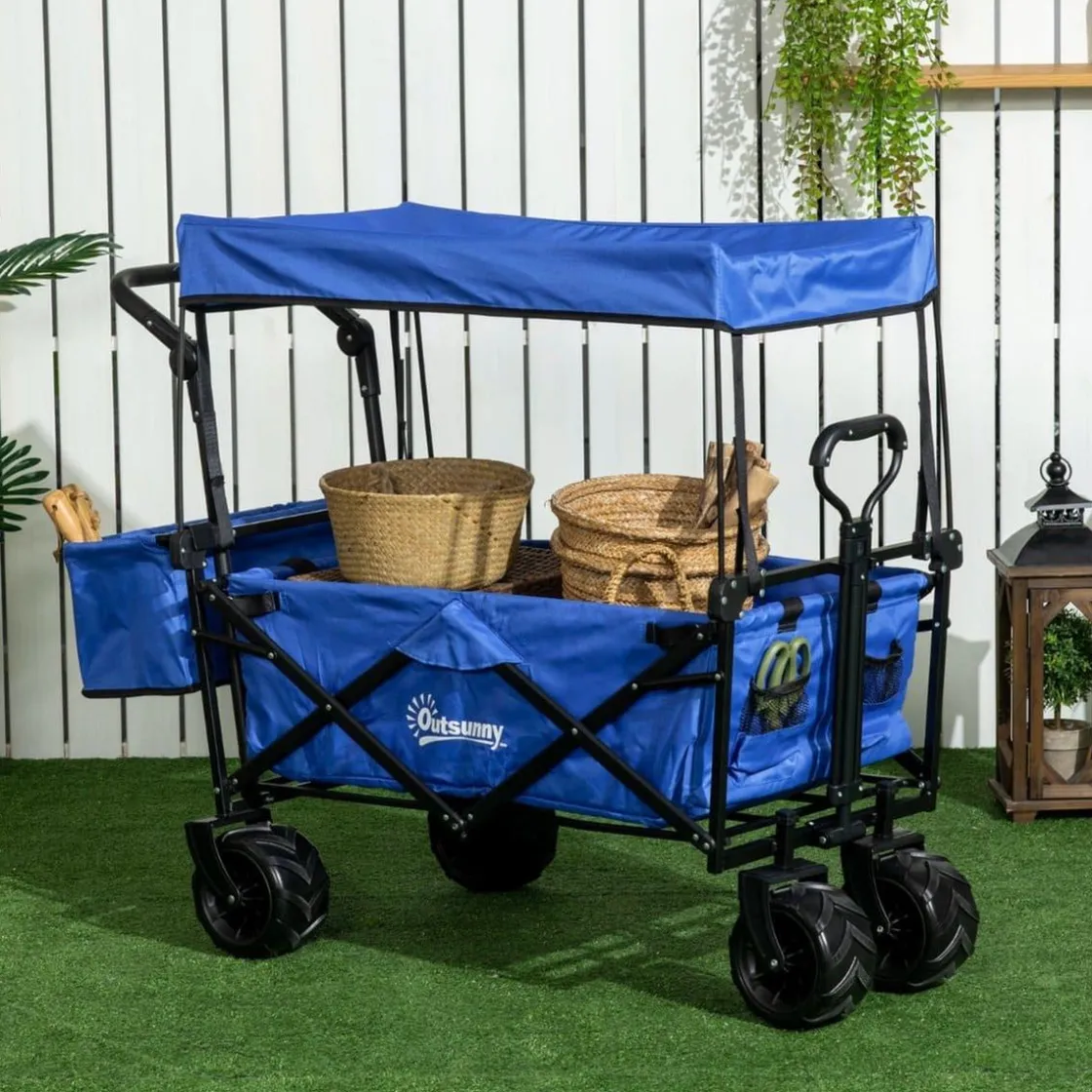 Outsunny - Carro plegable con toldo Azul
