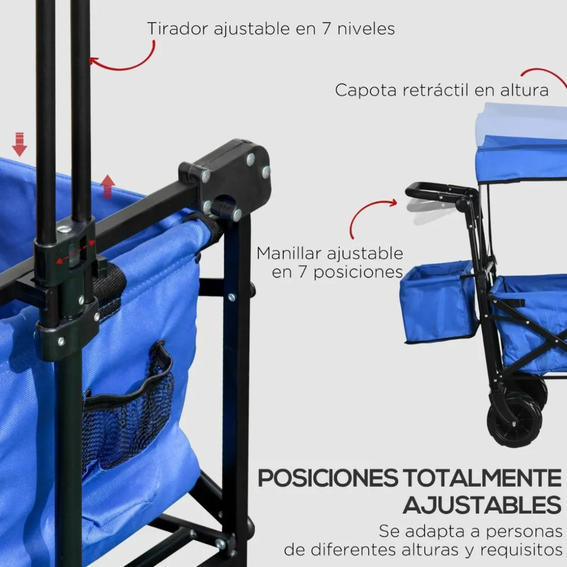Outsunny - Carro plegable con toldo Azul