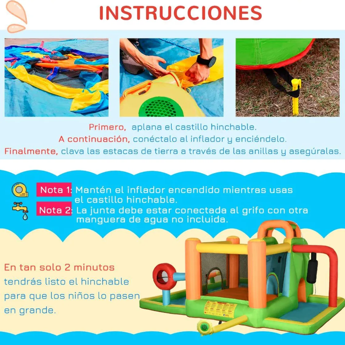 Outsunny - Castillo hinchable 7 en 1 grande* Castillos Hinchables