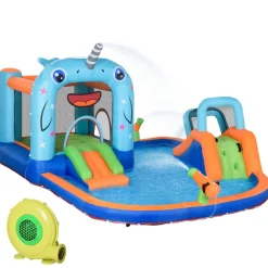 Outsunny - Castillo hinchable 5 en 1 unicornio* Castillos Hinchables