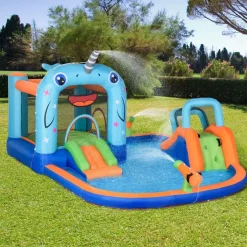 Outsunny - Castillo hinchable 5 en 1 unicornio* Castillos Hinchables