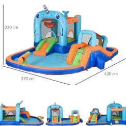 Outsunny - Castillo hinchable 5 en 1 unicornio* Castillos Hinchables