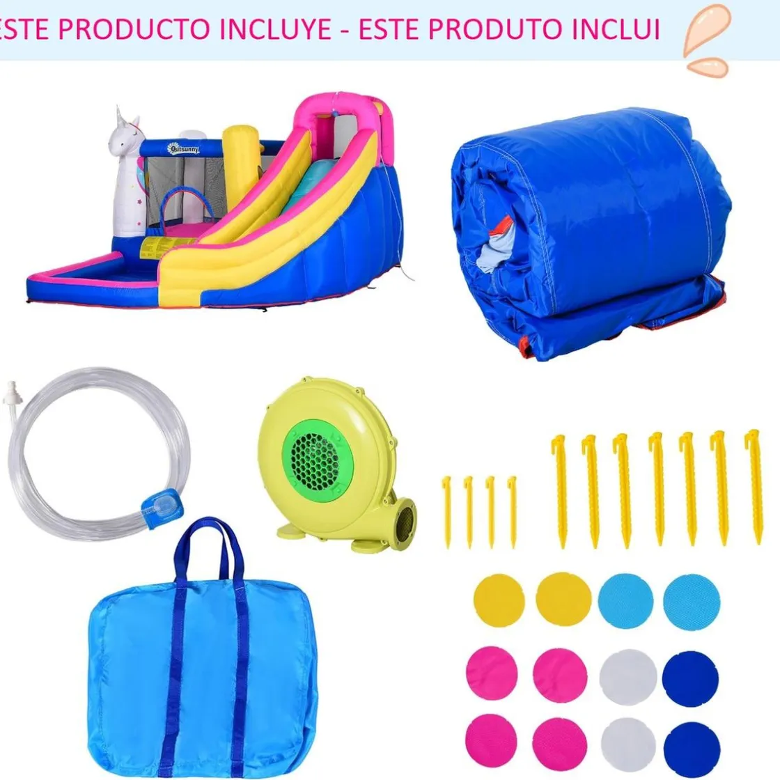 Outsunny - Castillo hinchable infantil 5 en 1* Castillos Hinchables