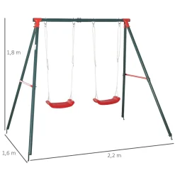 OUTSUNNY - Columpio metálico doble