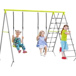 Outsunny - Conjunto 4 en 1 Columpios con Escalador