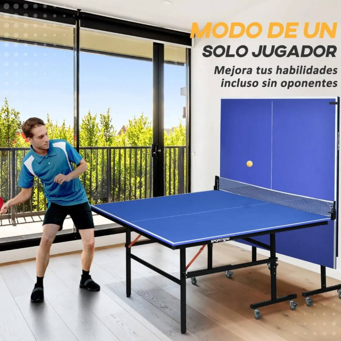 Outsunny - Mesa Ping Pong plegable con Red, Palas y Pelotas* Deportes
