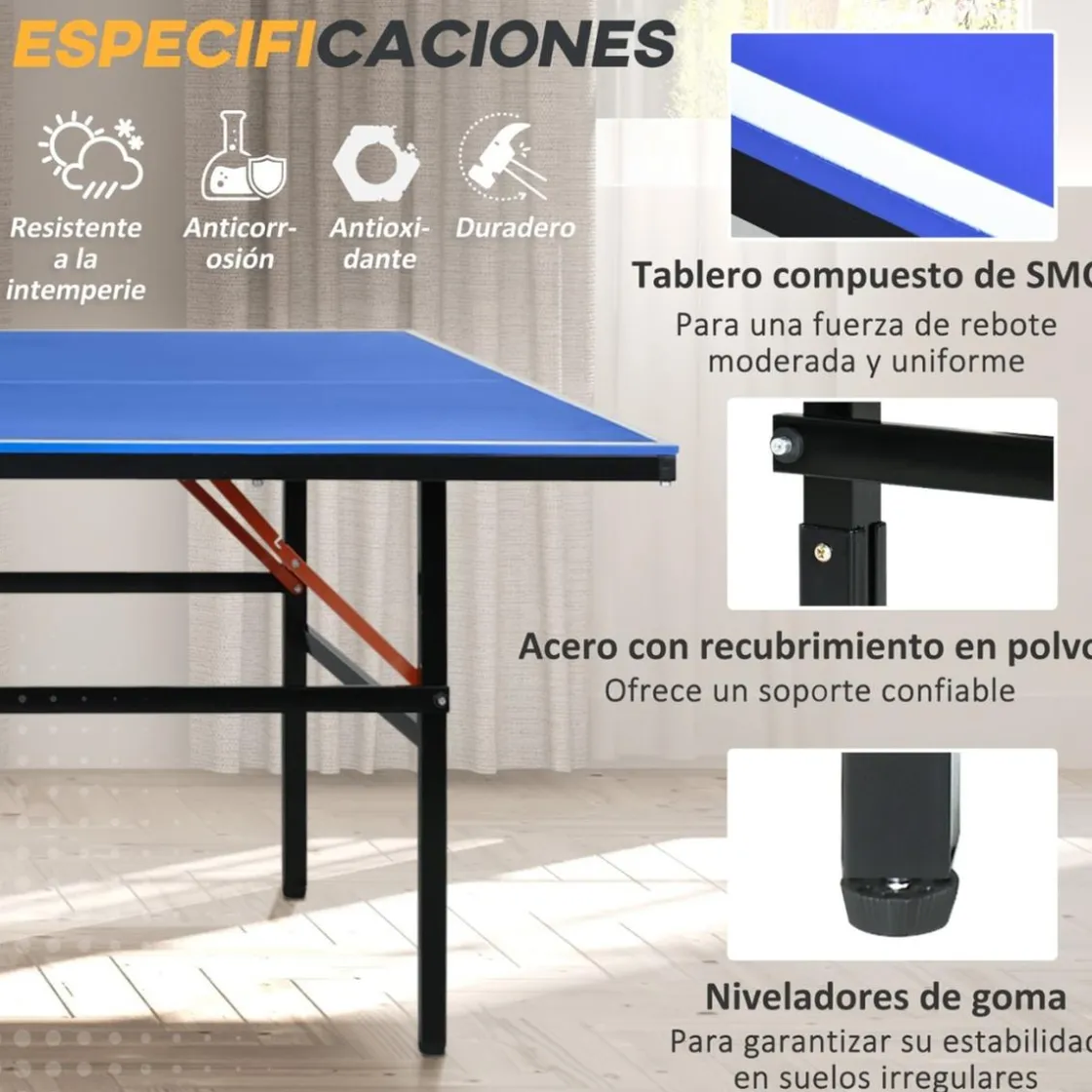 Outsunny - Mesa Ping Pong plegable con Red, Palas y Pelotas* Deportes