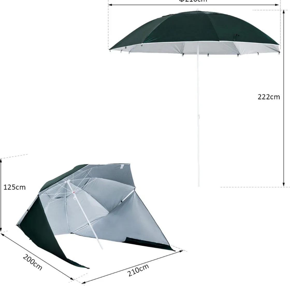 Outsunny - Parasol con dos paneles laterales Verde* Juguetes De Verano