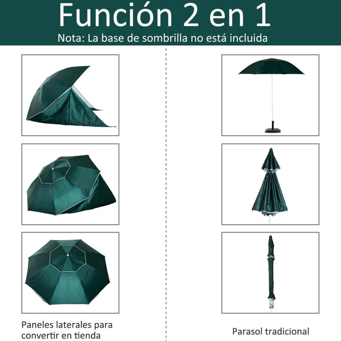 Outsunny - Parasol con dos paneles laterales Verde* Juguetes De Verano
