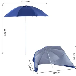 Outsunny - Parasol con dos paneles laterales Azul* Juguetes De Verano