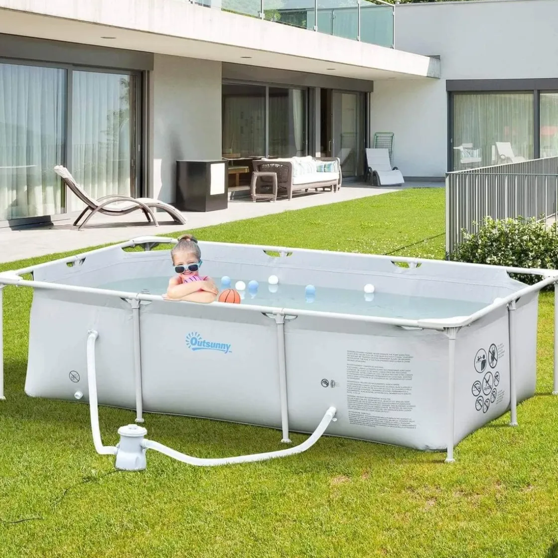 Outsunny - Piscina desmontable tubular gris 2.000 l con depuradora