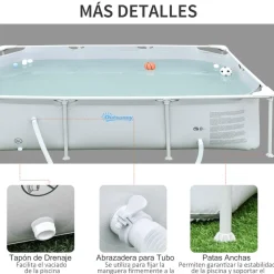 Outsunny - Piscina desmontable tubular gris 2.000 l con depuradora