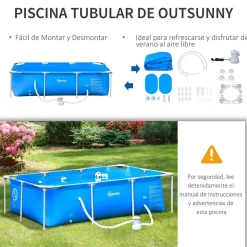 Outsunny - Piscina desmontable tubular de acero azul 2.100 l con depuradora* Piscinas Tubulares|Piscinas
