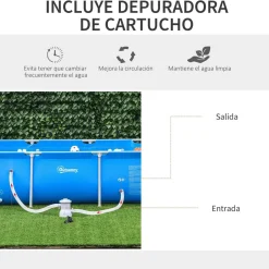 Outsunny - Piscina desmontable tubular de acero azul 2.100 l con depuradora* Piscinas Tubulares|Piscinas