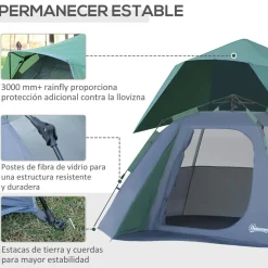 Outsunny - Tienda de campaña Pop Up 250x194x160 cm Verde