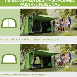 Outsunny - Tienda de campaña familiar 405x305x225 cm Verde* Juguetes De Verano