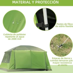 Outsunny - Tienda de campaña familiar 405x305x225 cm Verde* Juguetes De Verano