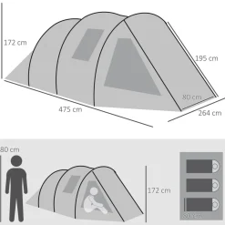 Outsunny - Tienda de campaña familiar 475x264x172 cm Verde