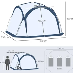 Outsunny - Tienda de camping con mosquiteras 350x350x230 cm Blanco y Azul