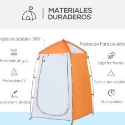 Outsunny - Tienda de ducha camping con mosquiteras 123x121x198 cm Naranja* Juguetes De Verano