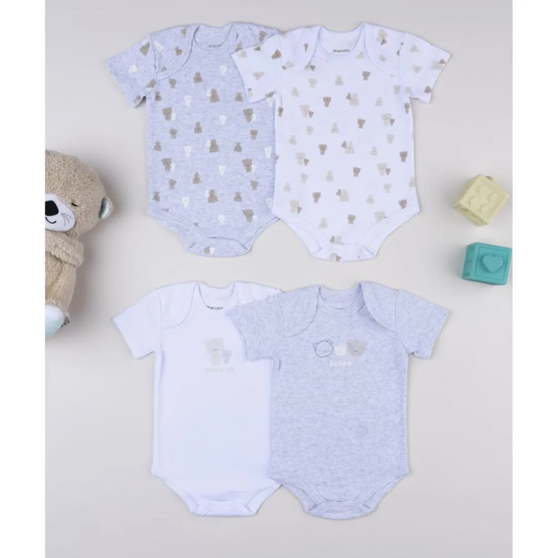 Prenatal Pack 5 bodies de manga corta en gris y blanco para bebé* Ropa Y Accesorios·Bodies|Recién Nacido·Ropa Y Accesorios