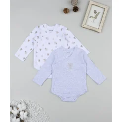 Prenatal Pack 2 bodies de manga larga para niño con estampado de ositos