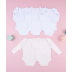 Prenatal Pack 5 bodies de manga larga para bebé niña en blanco y rosa* Ropa Y Accesorios·Bodies|Recién Nacido·Ropa Y Accesorios