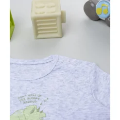 Prenatal Pack 2 bodies de manga larga niño gris y blanco con dinosaurios