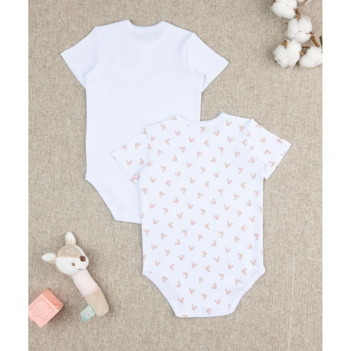 Prenatal Pack 2 bodies niña Minnie de manga corta