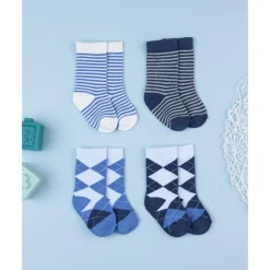 Prenatal Pack 4 calcetines altos niño azul con fantasía